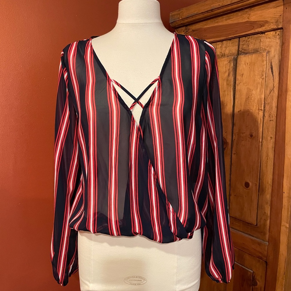 Charlotte Russe - Red, white & blue striped blouse